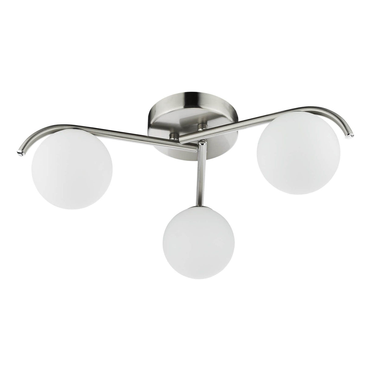 Orlena 3 Light Flush Satin Chrome and Opal Glass