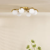 Orlena 6 Light Flush Satin Gold and Opal Glass