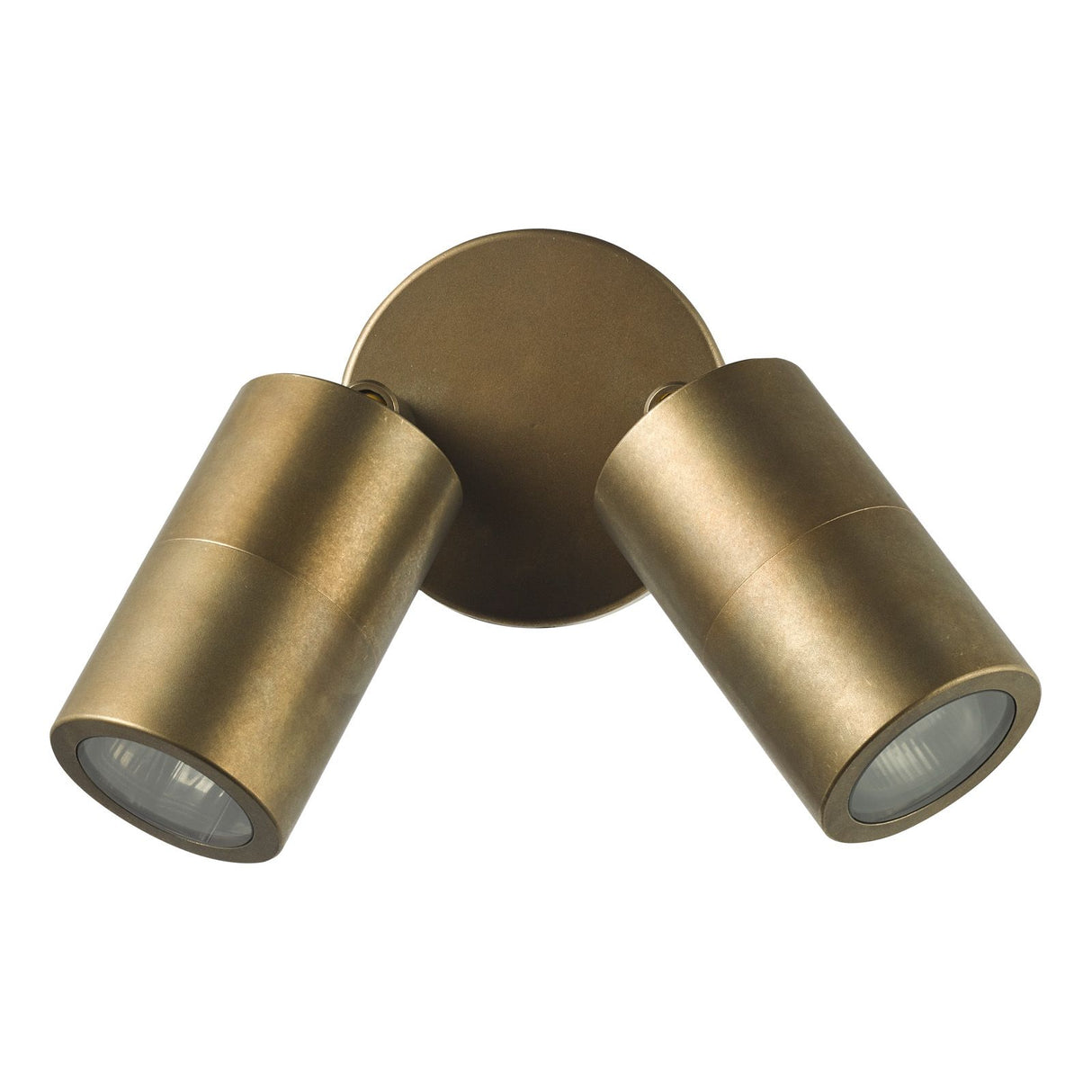 Ortega 2 Light Outdoor Wall Light Aged Brass and Glass IP65