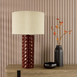 Raja Table Lamp Red and Antique Bronze With Shade