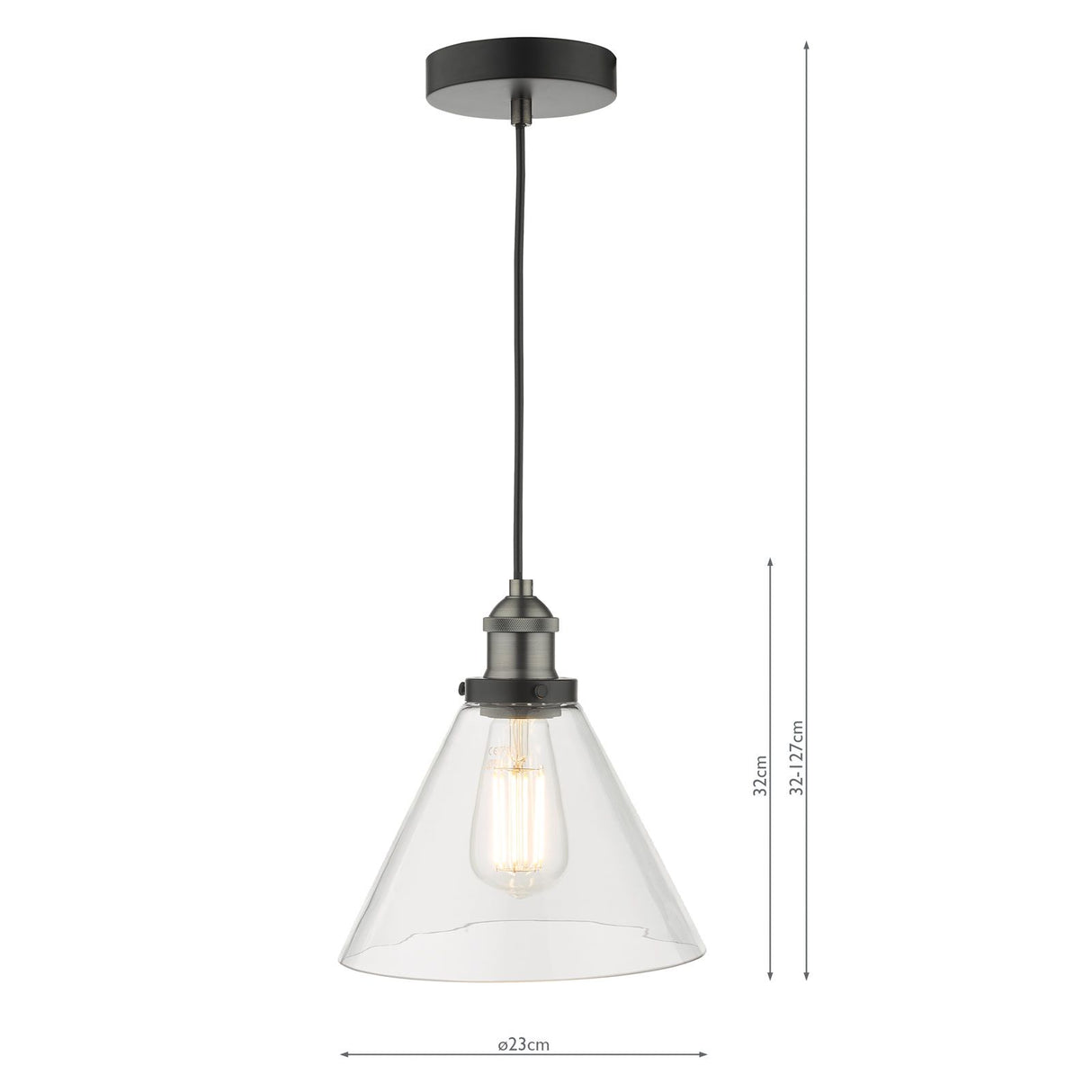 Ray 1 Light Single Pendant Antique Nickel Clear Glass