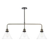 Ray 3 Light Bar Pendant Antique Brass Clear