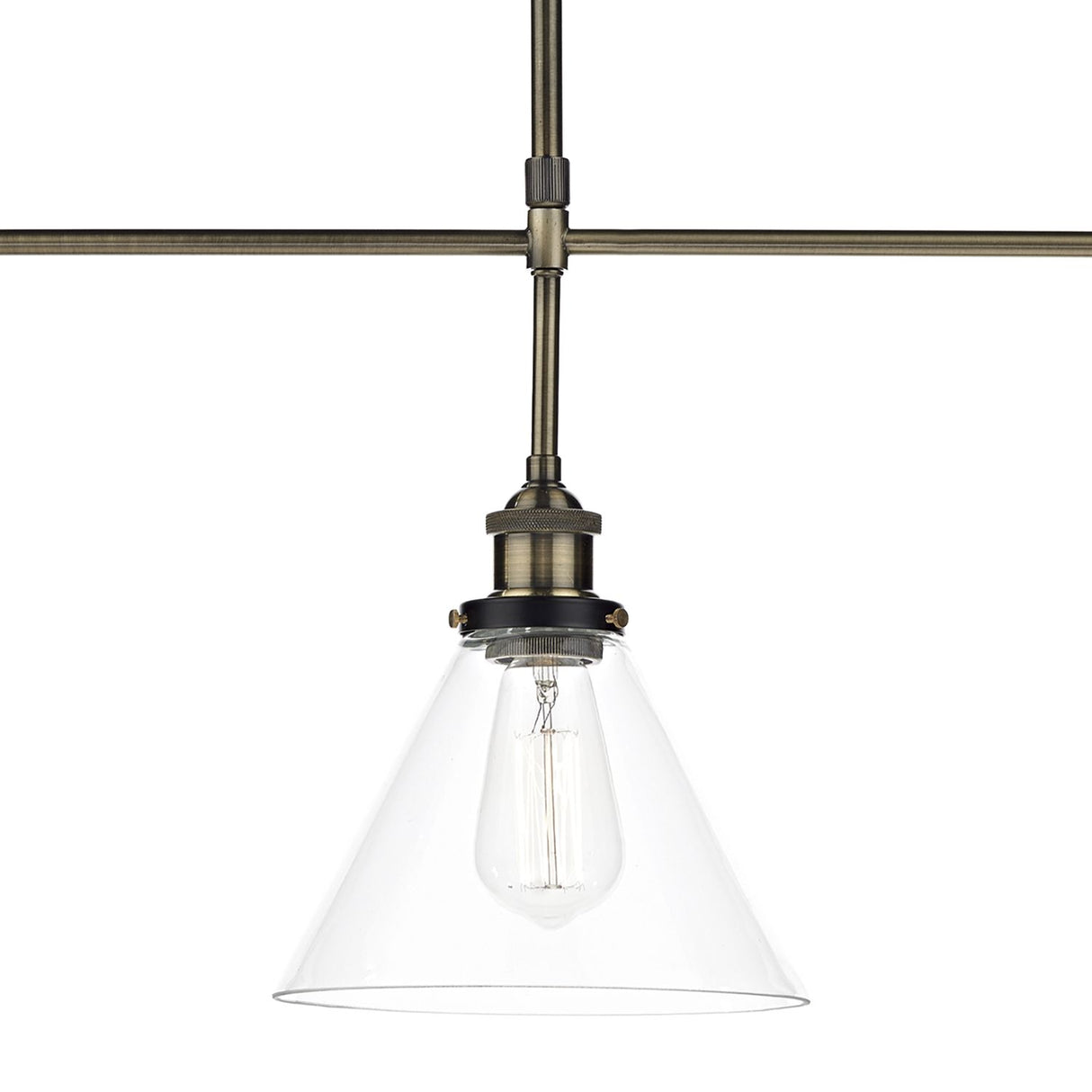 Ray 3 Light Bar Pendant Antique Brass Clear