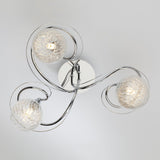 Rehan 3 Light Semi-Flush Polished Chrome and Ribbed Glass
