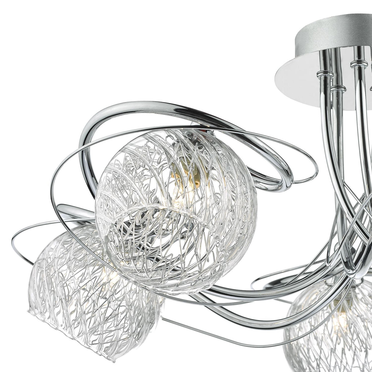 Rehan 5 Light Semi-Flush Polished Chrome and Ribbed Glass