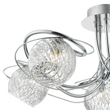 Rehan 5 Light Semi-Flush Polished Chrome and Ribbed Glass