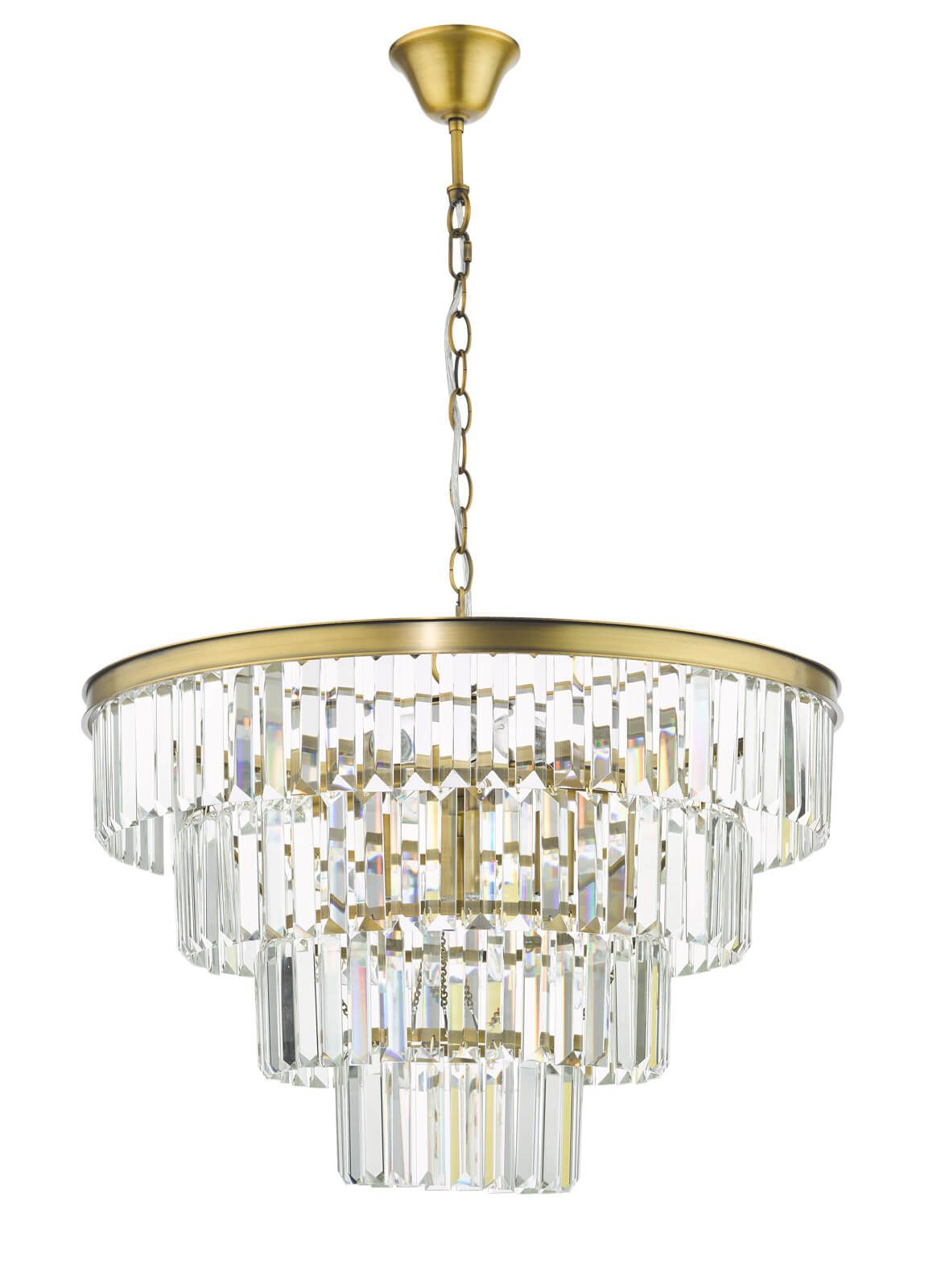 Rhapsody 6 Light Chandelier Crystal and Natural Brass