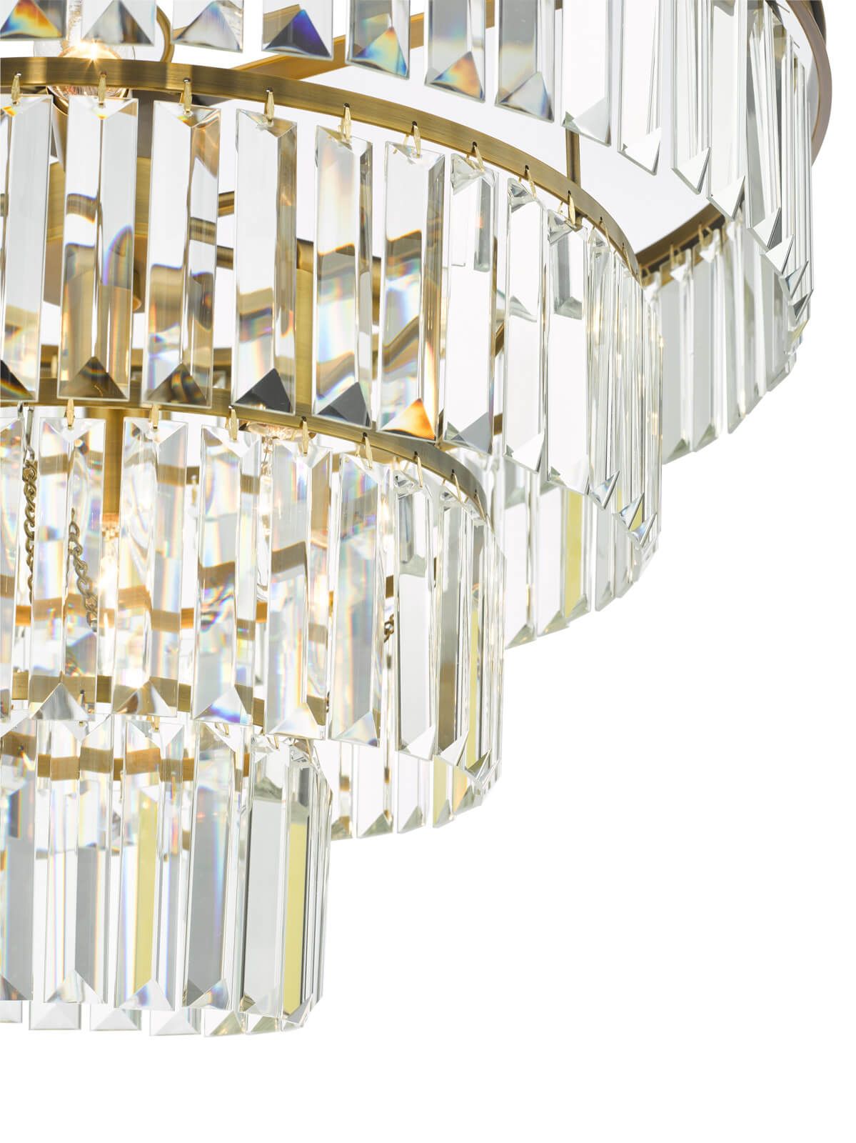 Rhapsody 6 Light Chandelier Crystal and Natural Brass