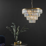 Rhapsody 6 Light Chandelier Crystal and Natural Brass