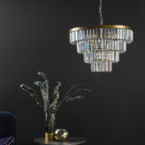 Rhapsody 6 Light Chandelier Crystal and Natural Brass