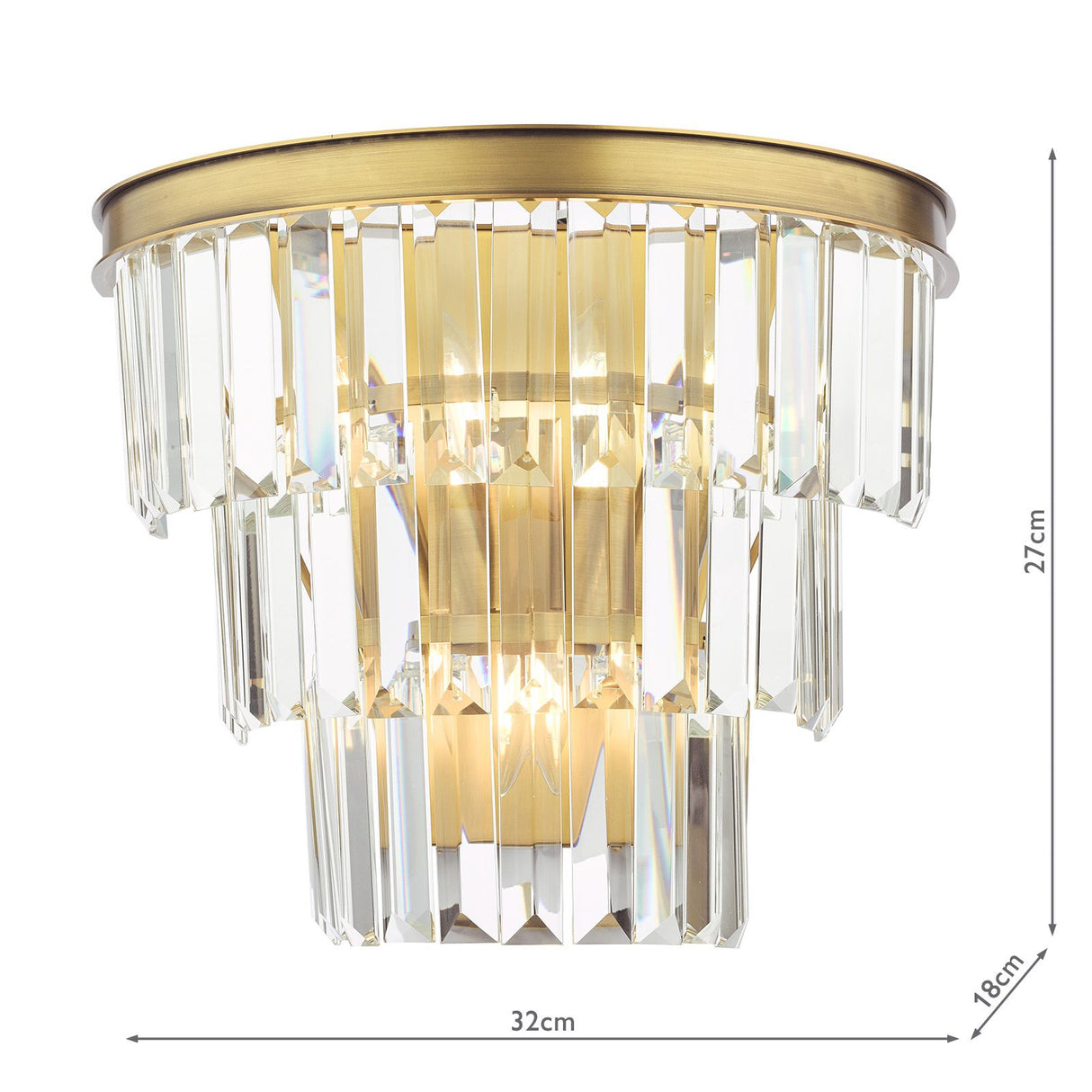 Rhapsody 3 Light Wall Light Crystal and Bronze