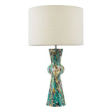 Rheneas Table Lamp Blue Art Glass and Polished Chrome With Shade