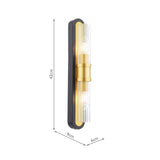 Rhian 2 Light Wall Light Matt Black and Ribbed Glass