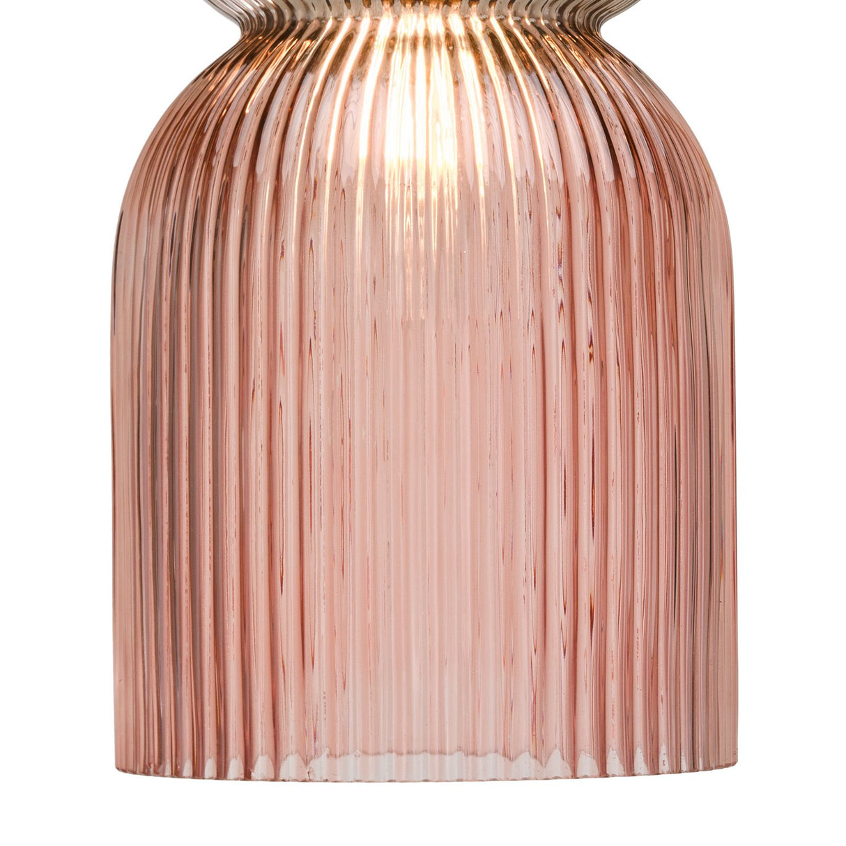 Rhubarb Pendant Pink and Green Ribbed Glass