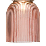 Rhubarb Pendant Pink and Green Ribbed Glass