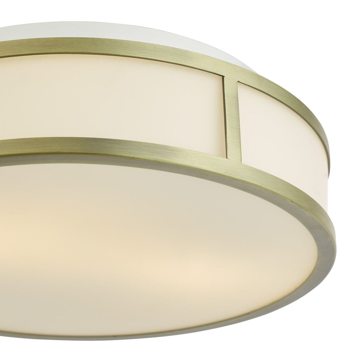 Royce 2 Light Bathroom Flush Matt Antique Brass and Opal Glass IP44