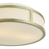 Royce 2 Light Bathroom Flush Matt Antique Brass and Opal Glass IP44
