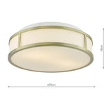 Royce 2 Light Bathroom Flush Matt Antique Brass and Opal Glass IP44