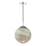 Saturn Pendant Planet Style Glass and Polished Chrome