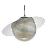 Saturn Pendant Planet Style Glass and Polished Chrome
