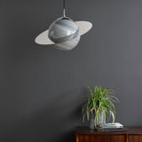 Saturn Pendant Planet Style Glass and Polished Chrome
