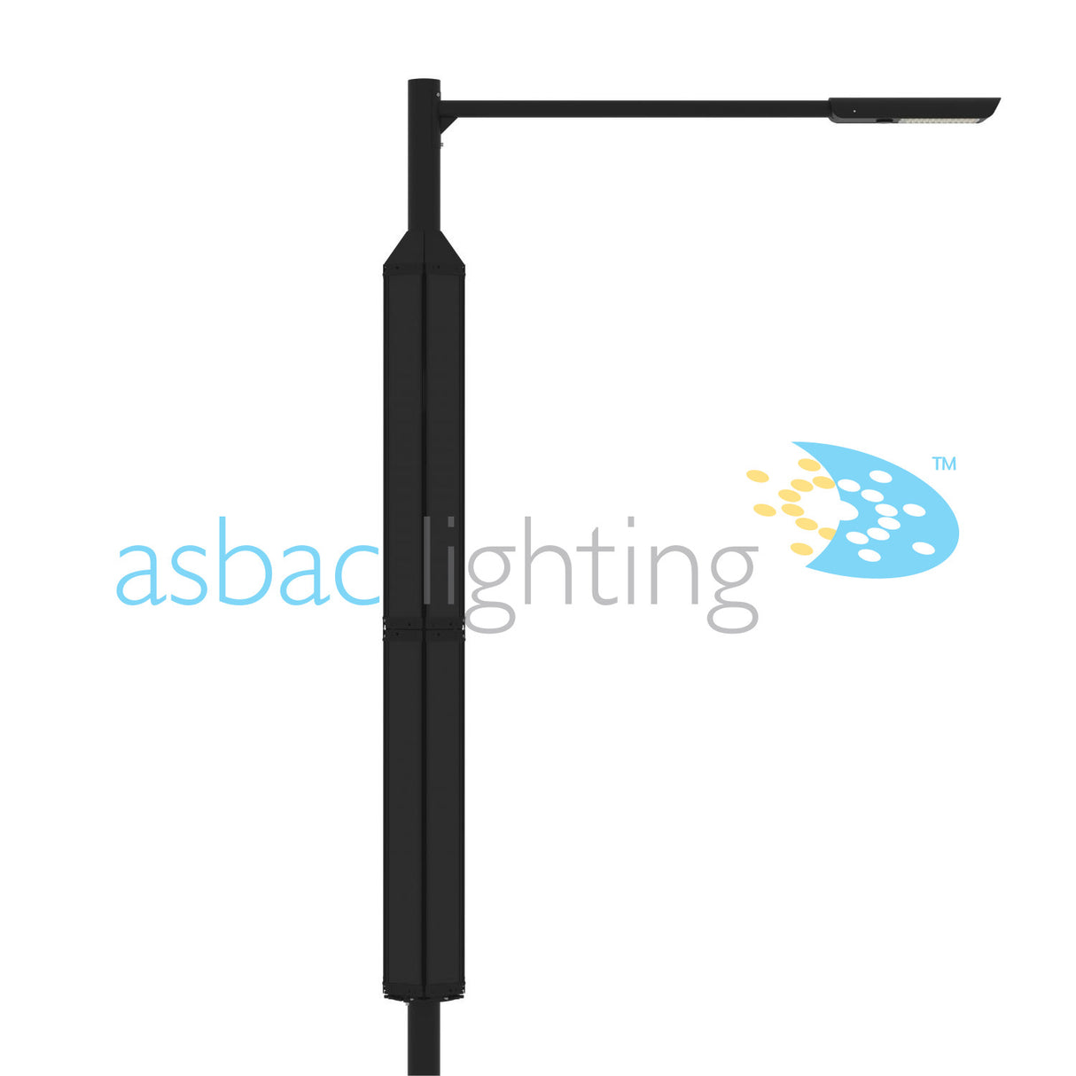 Regent Solar 60W LED 5000K T3 Optic, Single Solar Street Light, Black