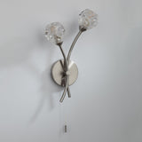 Seattle 2 Light Wall Light Satin Chrome Glass