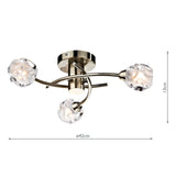 Seattle 3 Light Semi Flush Antique Brass
