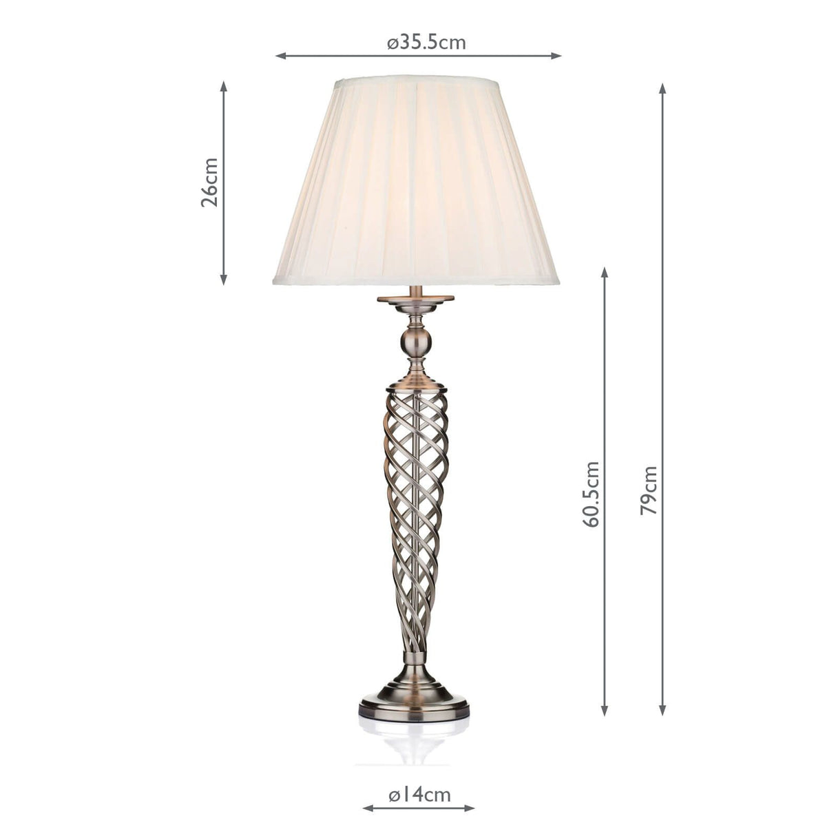 Siam Table Lamp Satin Chrome With Shade (Multipack)