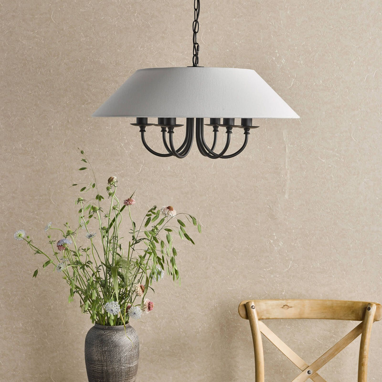 Sivan 6 Light Pendant Matt Black With Shade