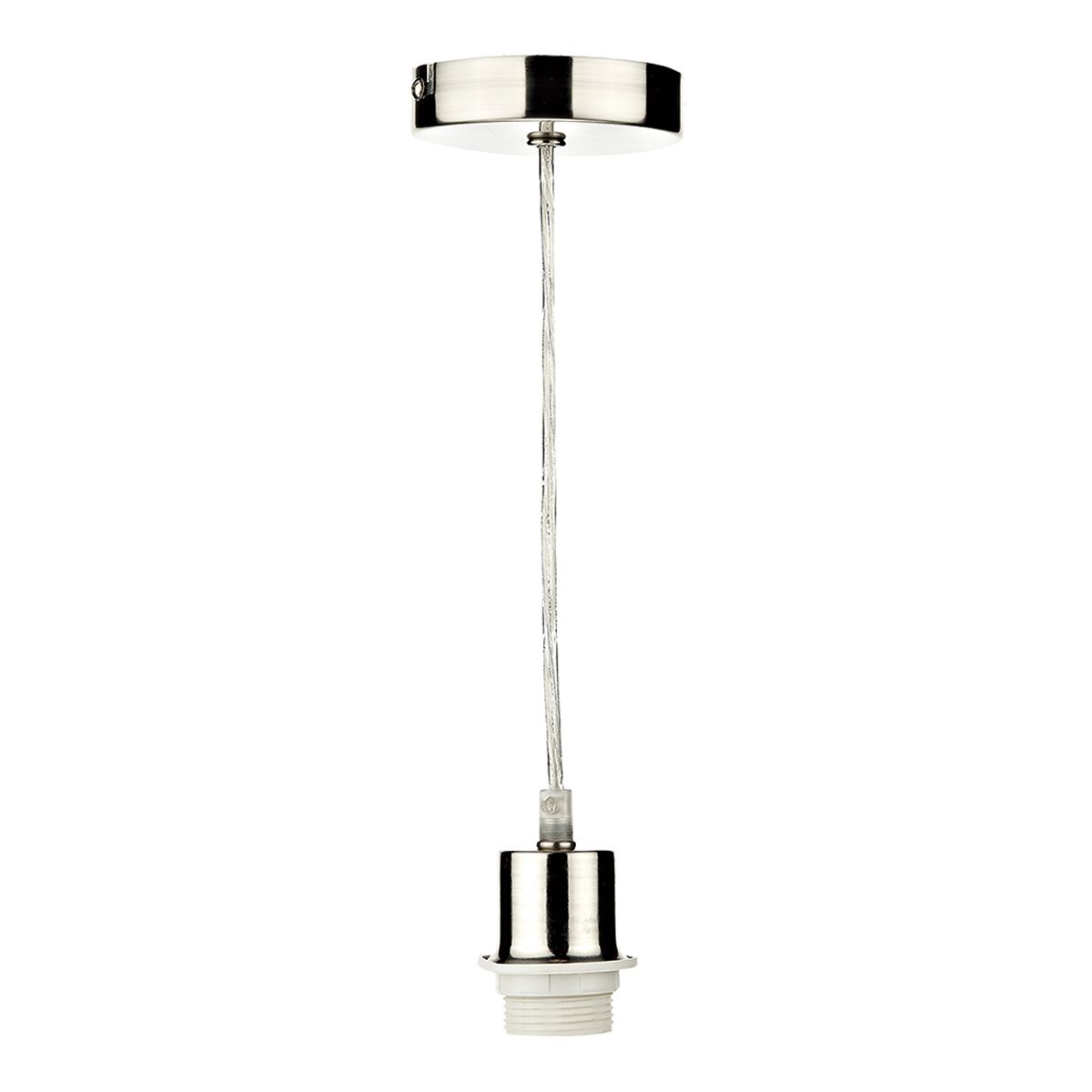 1 Light Satin Chrome E27 Suspension With Clear Cable