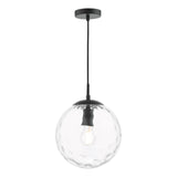 Ripple Pendant Matt Black & Clear Glass