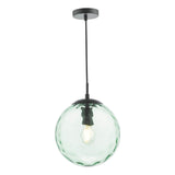Ripple Pendant Matt Black & Green Glass