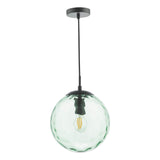 Ripple Pendant Matt Black & Green Glass