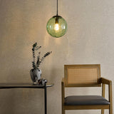 Ripple Pendant Matt Black & Green Glass