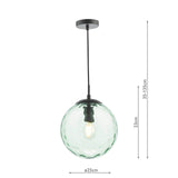 Ripple Pendant Matt Black & Green Glass