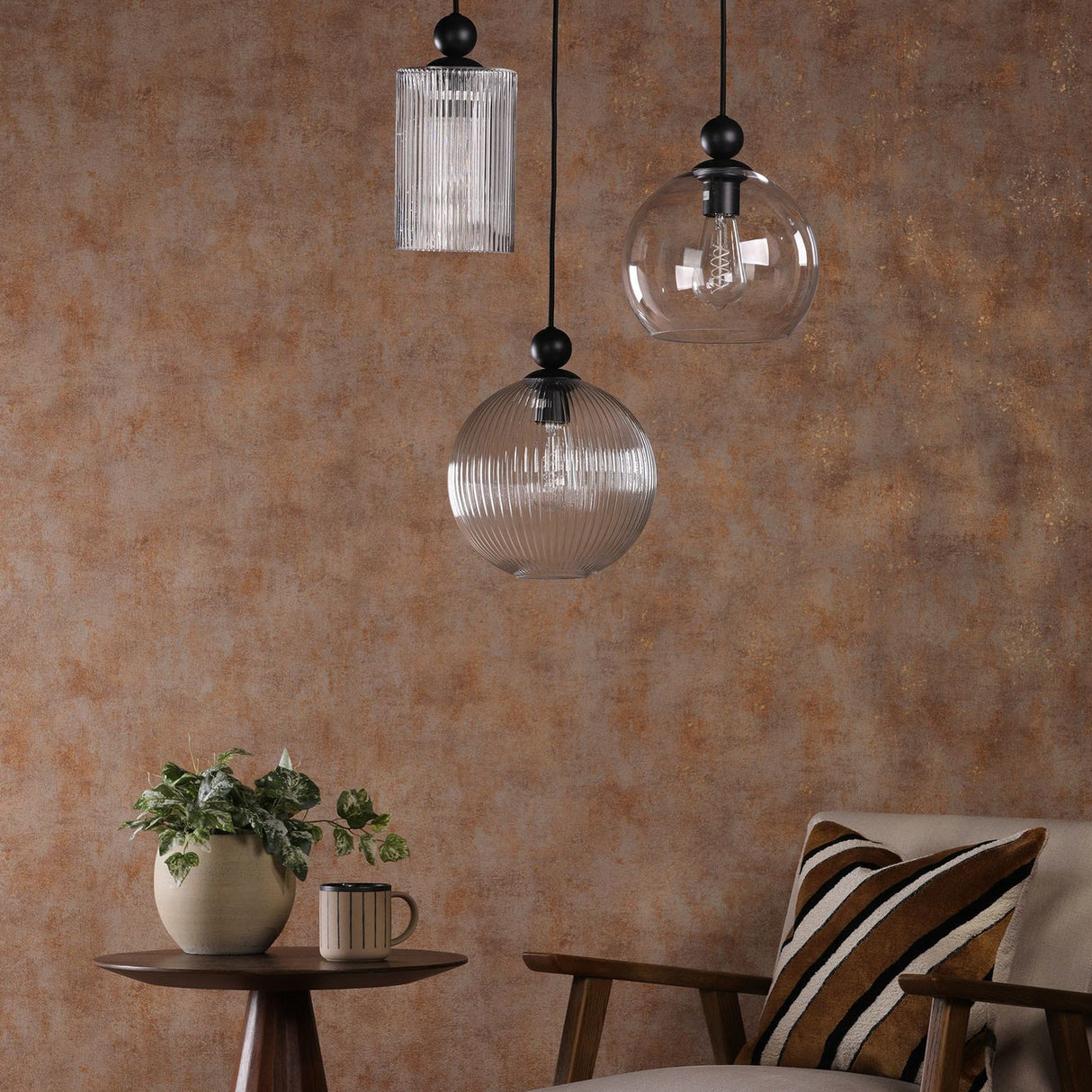 1 Light Matt Black E27 Suspension