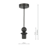 1 Light Matt Black E27 Suspension