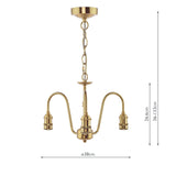 3 Light Suspension Natural Brass Fitting Only