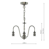 3 Light Suspension Antique Chrome Fitting Only