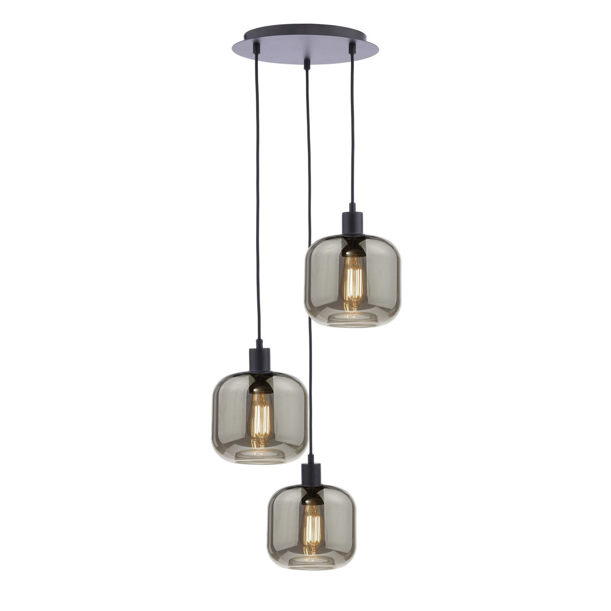 Accessories 3 Light Cluster Pendant Matt Black and Smoked Glass