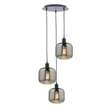 Accessories 3 Light Cluster Pendant Matt Black and Smoked Glass