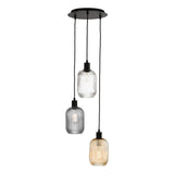 Accessories 3 Light Cluster Pendant Matt Black and Ribbed Glass