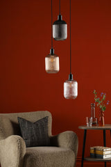 Accessories 3 Light Cluster Pendant Matt Black and Ribbed Glass