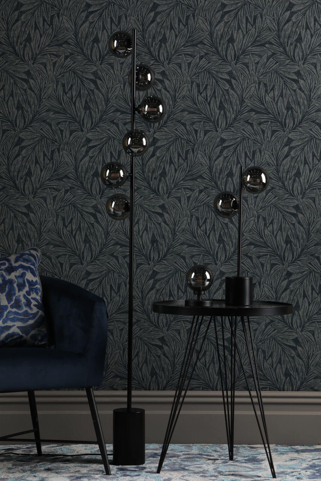 Spiral 2 Light Table Lamp Matt Black With Smoked Glass