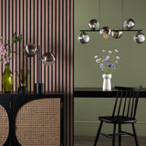 Spiral 2 Light Table Lamp Matt Black With Smoked/Clear Ribbed Glass