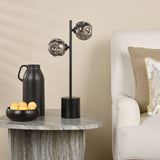 Spiral 2 Light Table Lamp Matt Black With Closed Organic Smoked Glass