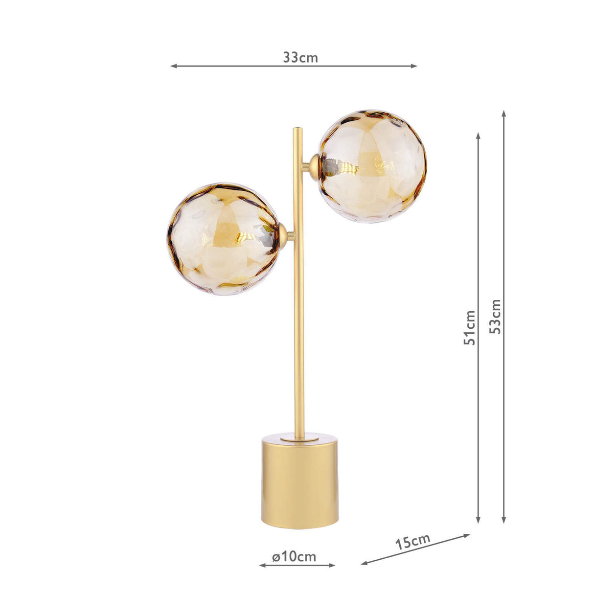 Spiral 2 Light Table Lamp Matt Gold With Amber Dimpled Glass