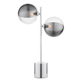 Spiral 2 Light Table Lamp Polished Chrome With Smoked/Clear Ribbed Glass