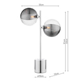 Spiral 2 Light Table Lamp Polished Chrome With Smoked/Clear Ribbed Glass